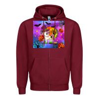 Burgundy halloween unicorn Zipper Hoodie - Zillion Design Studio