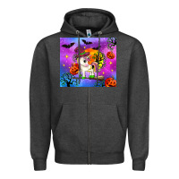 Charcoal Heather halloween unicorn Zipper Hoodie - Zillion Design Studio