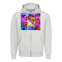 Dove Grey halloween unicorn Zipper Hoodie - Zillion Design Studio