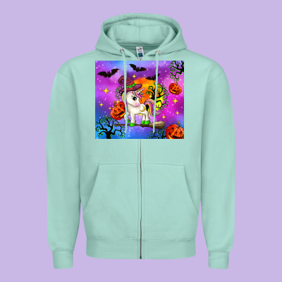 Halloween Unicorn Zipper Hoodie Designed By Zillion Design Studio