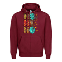 Burgundy Gemstone And Reindeer Christmas Ho Ho Ho Zipper Hoodie - RanaPortraitStore