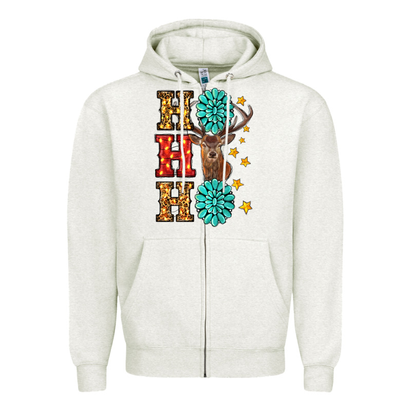 Gemstone And Reindeer Christmas Ho Ho Ho Zipper Hoodie by RanaPortraitStore | Teevron
