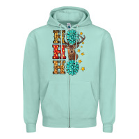 Seafoam Gemstone And Reindeer Christmas Ho Ho Ho Zipper Hoodie - RanaPortraitStore