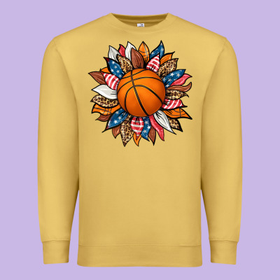 Basketball Sunflower Premium Sweatshirt Designed By Hra Design Shop