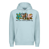 Blue Mist peace love yorkshire pig Premium Hoodie - LillyAllenDesigns