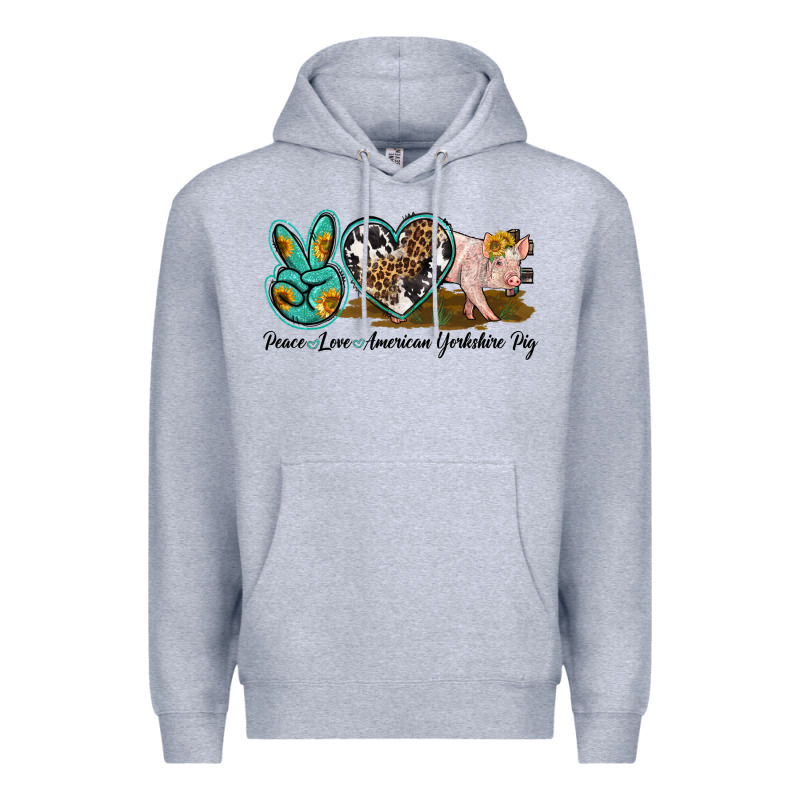 Peace Love Yorkshire Pig Premium Hoodie by LillyAllenDesigns | Teevron