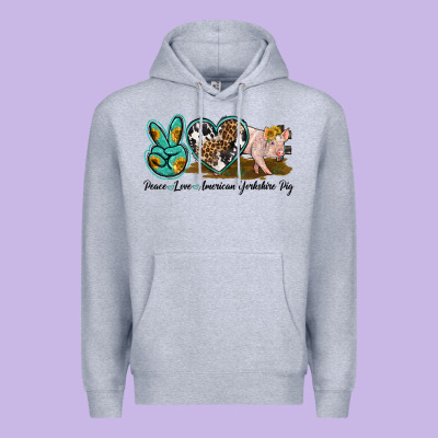 Peace Love Yorkshire Pig Premium Hoodie Designed By Lillyallendesigns