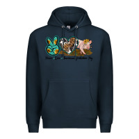 Navy peace love yorkshire pig Premium Hoodie - LillyAllenDesigns