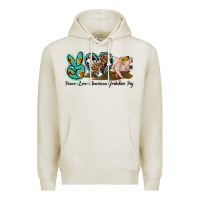 Oatmeal Heather peace love yorkshire pig Premium Hoodie - LillyAllenDesigns