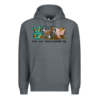 Rock peace love yorkshire pig Premium Hoodie - LillyAllenDesigns