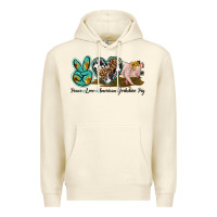 Sandshell peace love yorkshire pig Premium Hoodie - LillyAllenDesigns