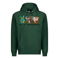 Sports Green peace love yorkshire pig Premium Hoodie - LillyAllenDesigns