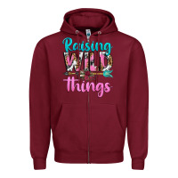 Burgundy raising wild things Zipper Hoodie - texasbilliewilder