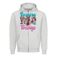 Dove Grey raising wild things Zipper Hoodie - texasbilliewilder