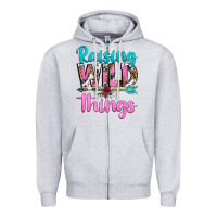 Heather Grey raising wild things Zipper Hoodie - texasbilliewilder
