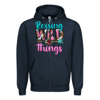 Navy raising wild things Zipper Hoodie - texasbilliewilder