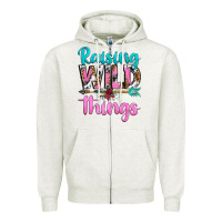 Oatmeal Heather raising wild things Zipper Hoodie - texasbilliewilder