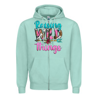 Seafoam raising wild things Zipper Hoodie - texasbilliewilder