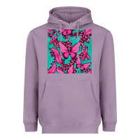 Lavender Pink Butterfly with Ribbon Cancer Heavyweight Hoodie - texasbilliewilder
