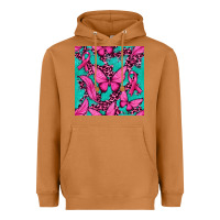 Meerkat Pink Butterfly with Ribbon Cancer Heavyweight Hoodie - texasbilliewilder