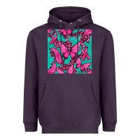 Plum Pink Butterfly with Ribbon Cancer Heavyweight Hoodie - texasbilliewilder