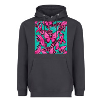 Smoke Pink Butterfly with Ribbon Cancer Heavyweight Hoodie - texasbilliewilder