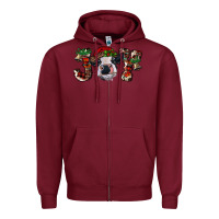 Burgundy Christmas Joy Heifer Cow Zipper Hoodie - RanaPortraitStore