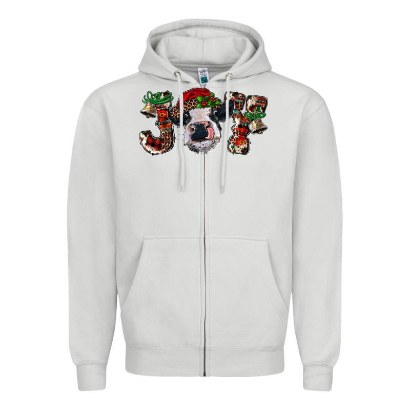 Christmas Joy Heifer Cow Zipper Hoodie by RanaPortraitStore | Teevron