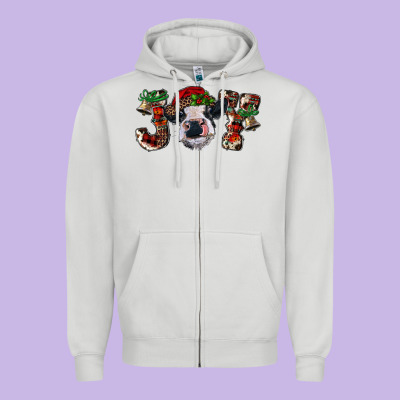 Zipper Hoodie Christmas Joy Heifer Cow