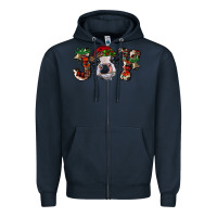 Navy Christmas Joy Heifer Cow Zipper Hoodie - RanaPortraitStore