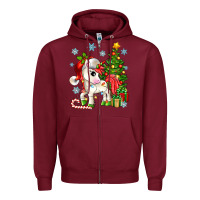 Burgundy Christmas unicorn Zipper Hoodie - Zillion Design Studio