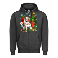 Charcoal Heather Christmas unicorn Zipper Hoodie - Zillion Design Studio