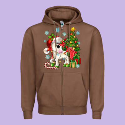 Christmas Unicorn Zipper Hoodie Designed By Zillion Design Studio