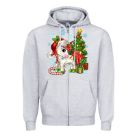 Heather Grey Christmas unicorn Zipper Hoodie - Zillion Design Studio