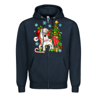 Navy Christmas unicorn Zipper Hoodie - Zillion Design Studio