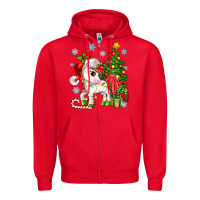 Red Christmas unicorn Zipper Hoodie - Zillion Design Studio