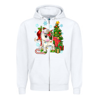 White Christmas unicorn Zipper Hoodie - Zillion Design Studio