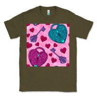 Army Green valentines day lock and key seamless pattern Classic Tee - BundleAndBundleShop