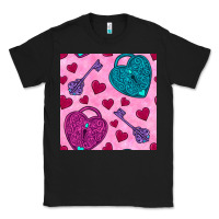 Black valentines day lock and key seamless pattern Classic Tee - BundleAndBundleShop