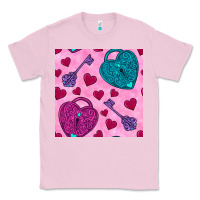 Bubblegum Pink valentines day lock and key seamless pattern Classic Tee - BundleAndBundleShop