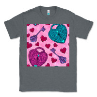 Charcoal Heather valentines day lock and key seamless pattern Classic Tee - BundleAndBundleShop