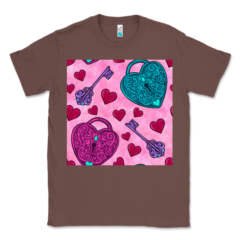 Valentines Day Lock And Key Seamless Pattern Classic Tee by BundleAndBundleShop | Teevron
