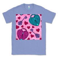 Colony Blue valentines day lock and key seamless pattern Classic Tee - BundleAndBundleShop