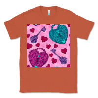 Copper valentines day lock and key seamless pattern Classic Tee - BundleAndBundleShop