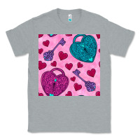 Heather Grey valentines day lock and key seamless pattern Classic Tee - BundleAndBundleShop