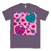 Lavender valentines day lock and key seamless pattern Classic Tee - BundleAndBundleShop