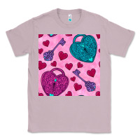 Lilac valentines day lock and key seamless pattern Classic Tee - BundleAndBundleShop