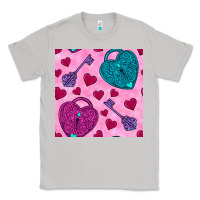Moon Dust valentines day lock and key seamless pattern Classic Tee - BundleAndBundleShop