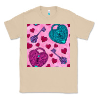 Mushroom valentines day lock and key seamless pattern Classic Tee - BundleAndBundleShop