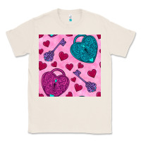 Natural valentines day lock and key seamless pattern Classic Tee - BundleAndBundleShop